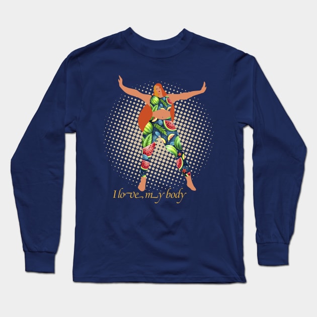 Body positive Long Sleeve T-Shirt by CatCoconut-Art